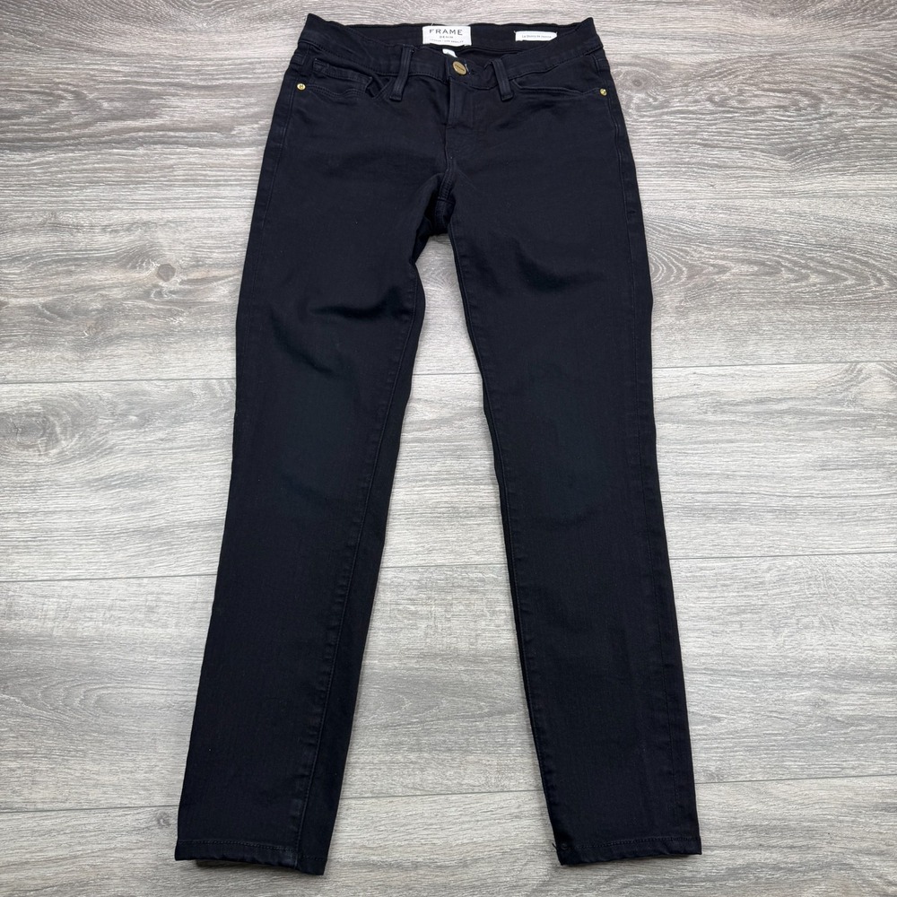 Frame Jeans Womens 25 Black Le Skinny De Jeanne Stretch Slim Fit Zip Fly Casual
